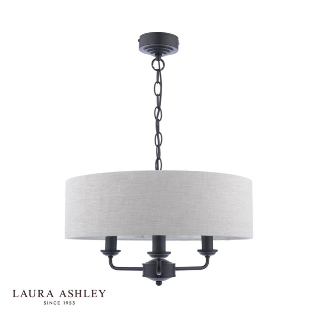 Laura Ashley Sorrento 3 Light Shadelier Matt Black and Natural With Shade