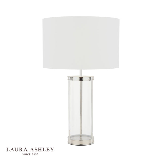 Laura Ashley Harrington Large Table Lamp Polished Nickel and Glass With Shade