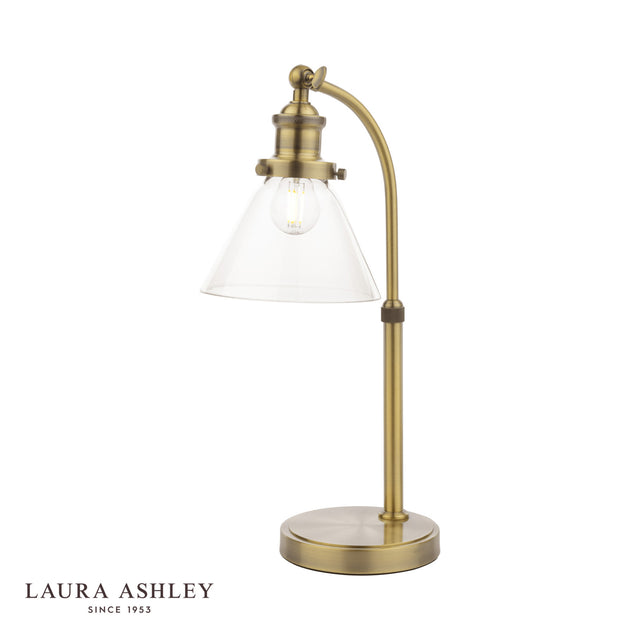 Laura Ashley Isaac Desk Lamp Antique Brass and Glass