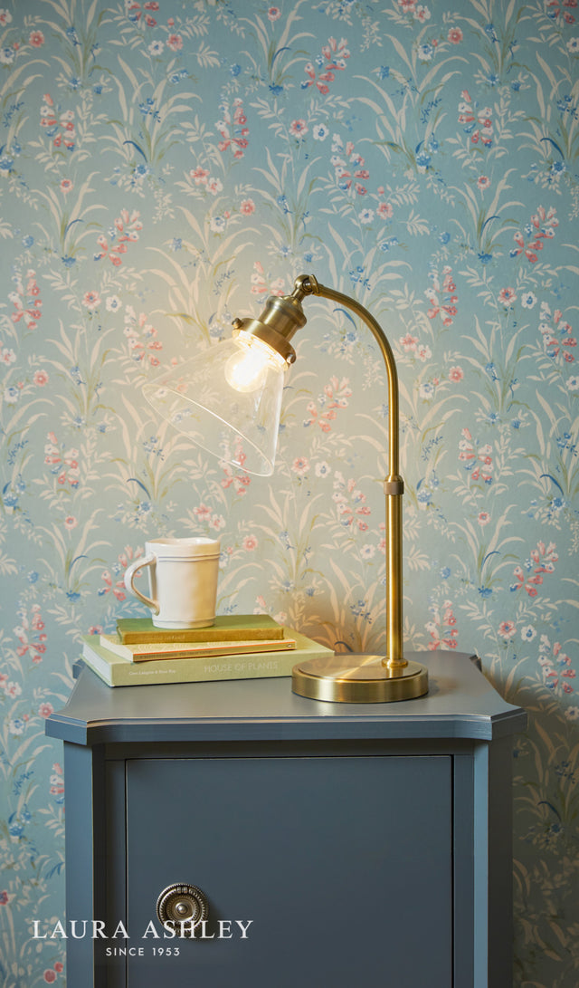 Laura Ashley Isaac Desk Lamp Antique Brass and Glass
