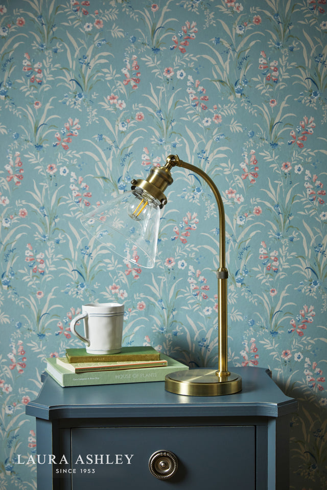 Laura Ashley Isaac Desk Lamp Antique Brass and Glass