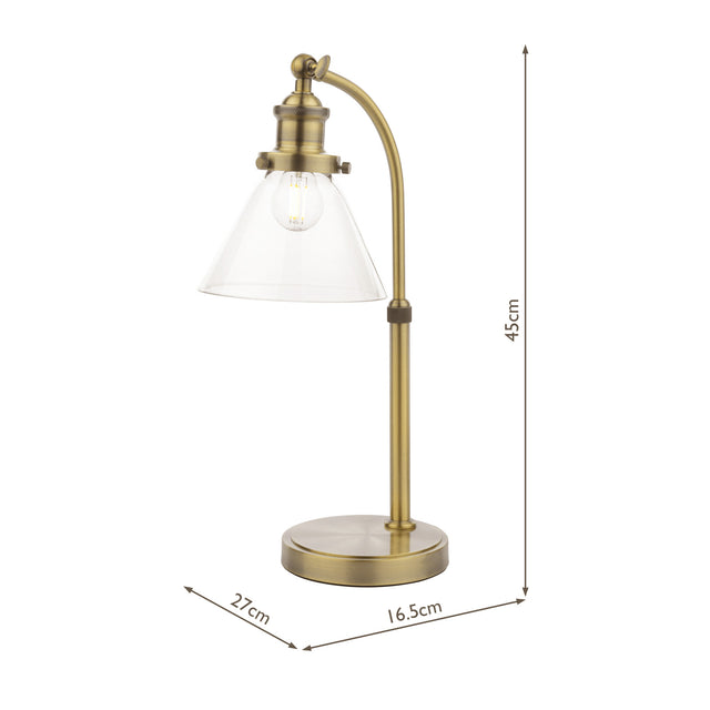 Laura Ashley Isaac Desk Lamp Antique Brass and Glass