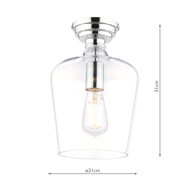 Laura Ashley Ockley Semi-Flush Polished Chrome and Glass