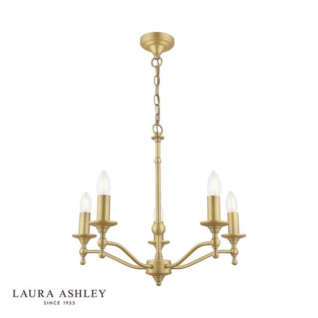 Laura Ashley Ludchurch 5 Light Armed Pendant Matt Antique Brass Fitting Only