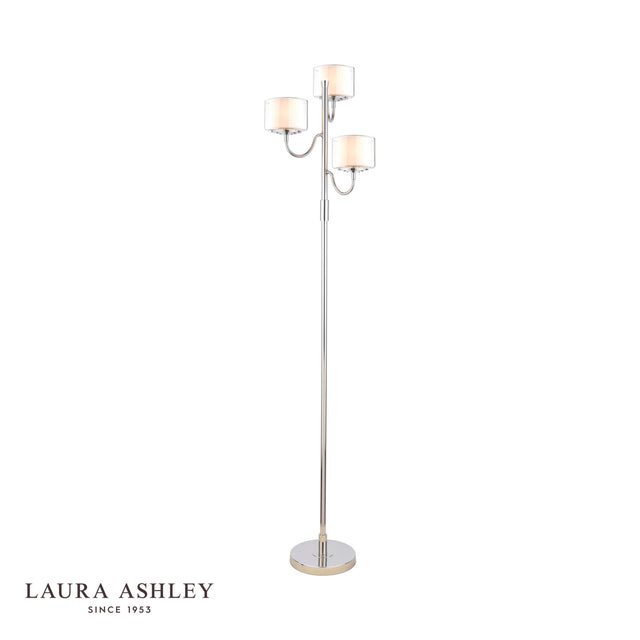 Laura Ashley Southwell 3 Light Floor Lamp Polished Nickel and Opal Glass