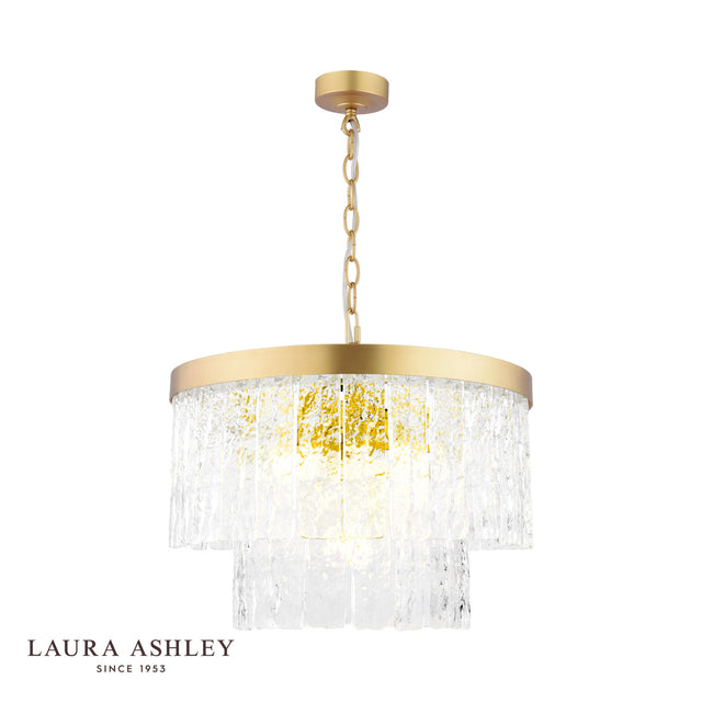 Laura Ashley Durnsford 4 Light Pendant Matt Antique Brass and Glass