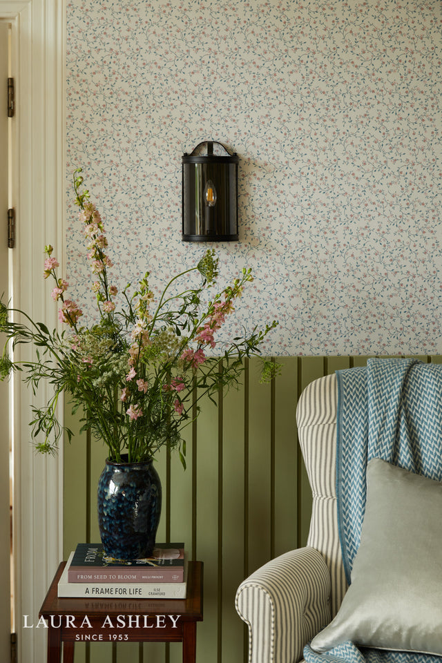 Laura Ashley Harrington Wall Light Matt Black and Glass