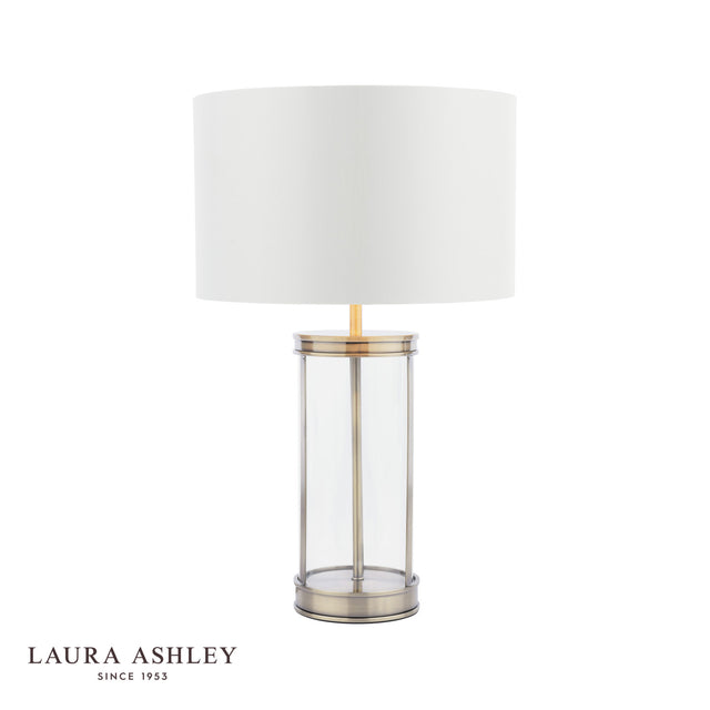 Laura Ashley Harrington Small Table Lamp Antique Brass and Glass With Shade