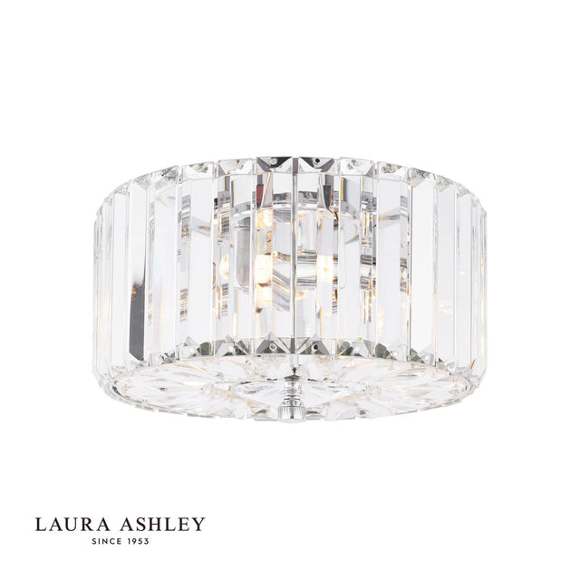 Laura Ashley Fernhurst 3 Light Flush Crystal and Polished Chrome