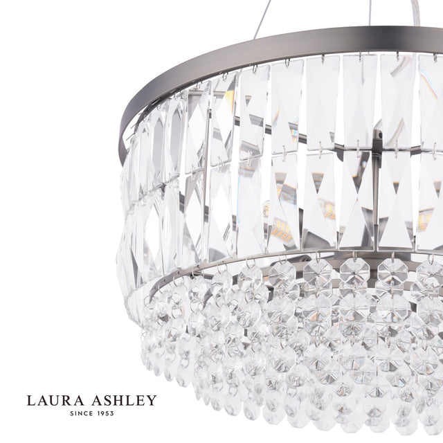 Laura Ashley Rhosill 4 Light Pendant Crystal and Aged Pewter