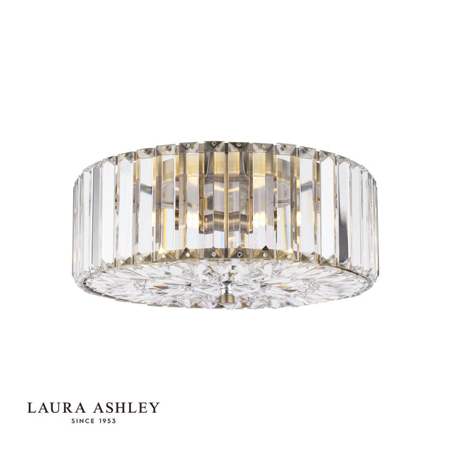 Laura Ashley Fernhurst 3 Light Flush Crystal and Antique Brass