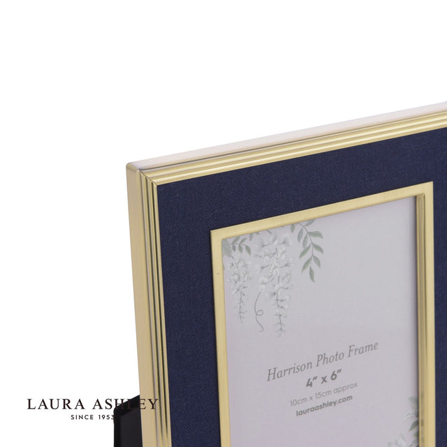 Laura Ashley Harrison Photo Frame Brushed Brass and Blue