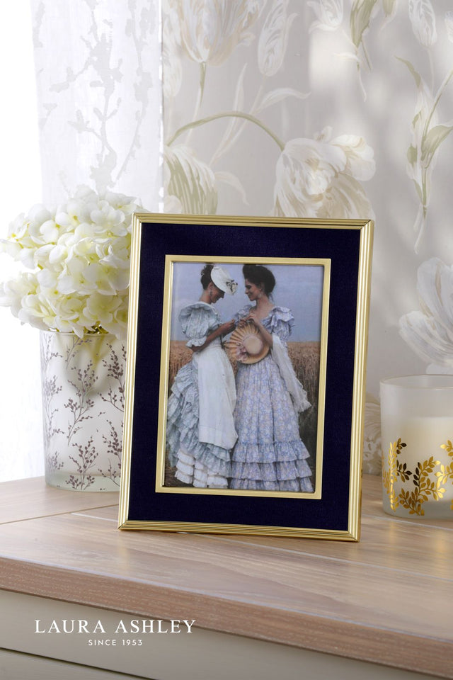 Laura Ashley Harrison Photo Frame Brushed Brass and Blue