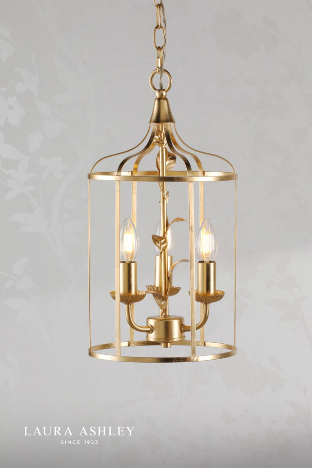 Laura Ashley Halton 3 Light Pendant Distressed Gold Leaf