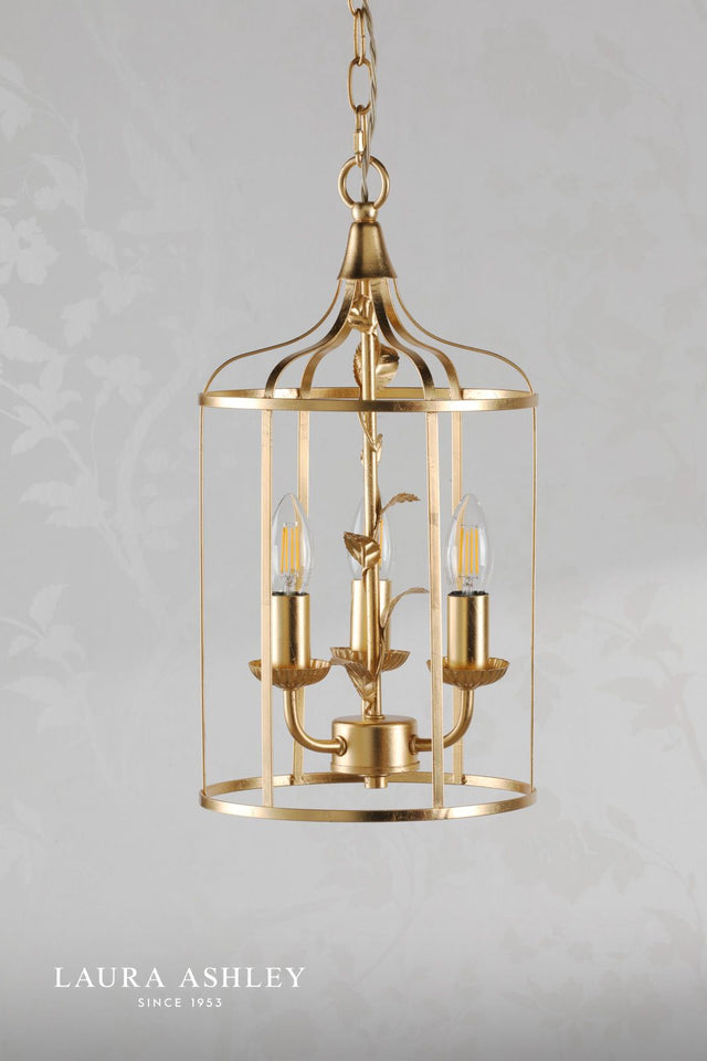 Laura Ashley Halton 3 Light Pendant Distressed Gold Leaf