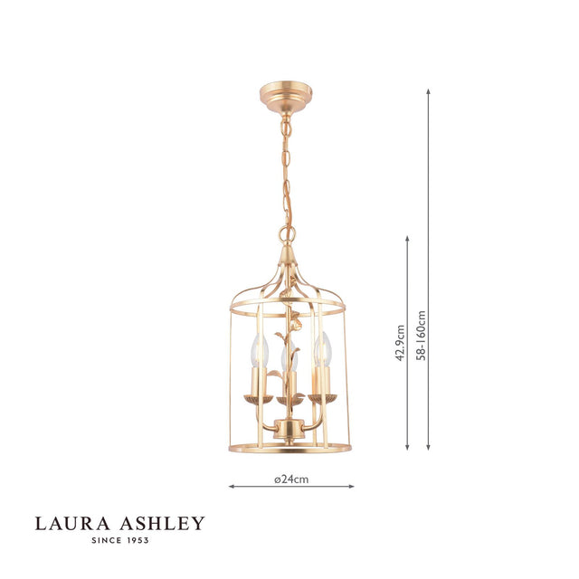 Laura Ashley Halton 3 Light Pendant Distressed Gold Leaf