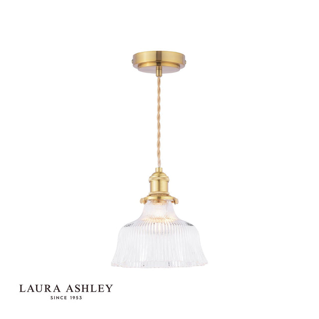 Laura Ashley Theodore Pendant Antique Brass and Ribbed Glass