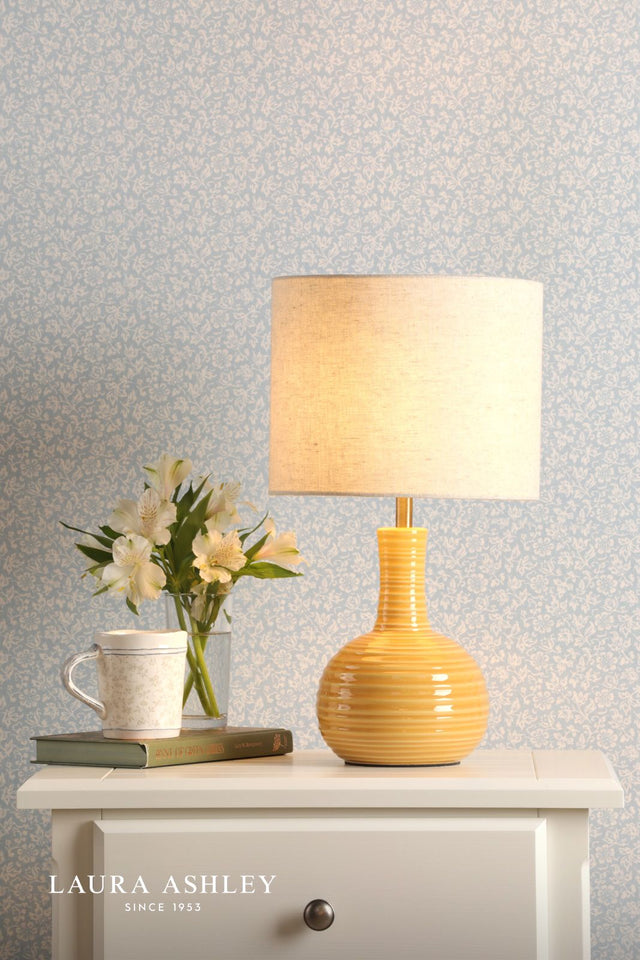 Laura Ashley Padley Table Lamp Yellow Ceramic and Antique Brass With Shade