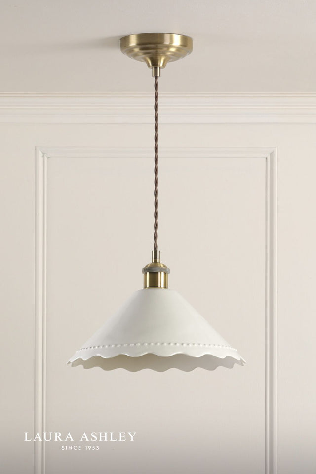 Laura Ashley Daws Pendant White Ceramic and Antique Brass