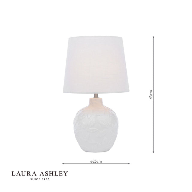 Laura Ashley Redhall Table Lamp White Ceramic and Polished Chrome With Shade