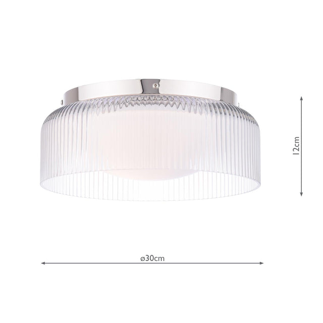 Laura Ashley Charissa Bathroom Ceiling Light Polished Chrome and Ribbed Glass IP44