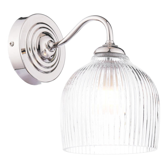 Laura Ashley Charissa Bathroom Wall Light Polished Chrome and Ribbed Glass IP44