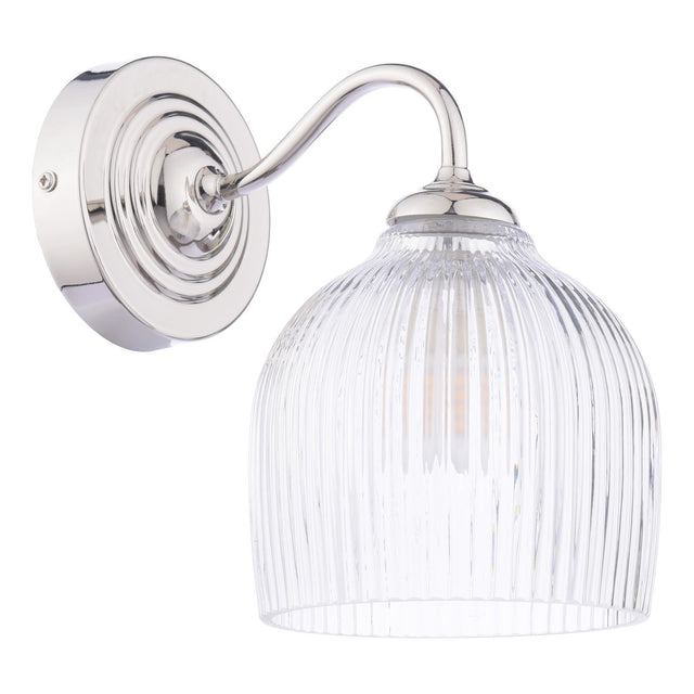Laura Ashley Charissa Bathroom Wall Light Polished Chrome and Ribbed Glass IP44
