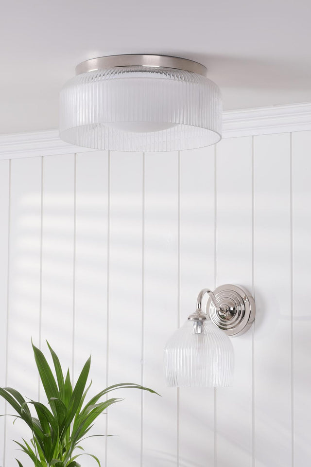 Laura Ashley Charissa Bathroom Wall Light Polished Chrome and Ribbed Glass IP44