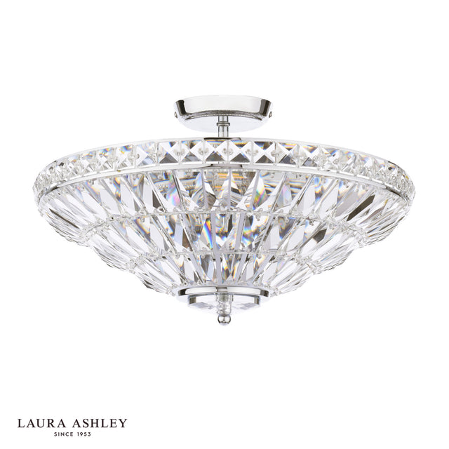 Laura Ashley Vienna 3 Light Semi-Flush Polished Chrome and Crystal