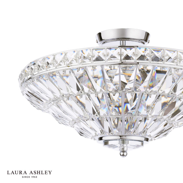 Laura Ashley Vienna 3 Light Semi-Flush Polished Chrome and Crystal
