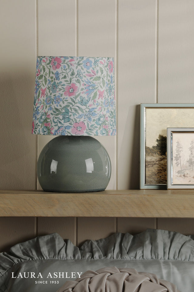 Laura Ashley Sherston Table Lamp Blue Crackle Glaze With Shade