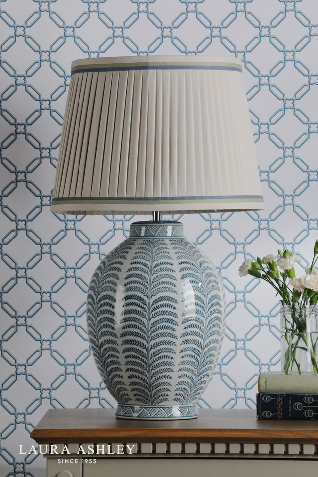Laura Ashley Stannard Table Lamp Blue Ceramic With Shade