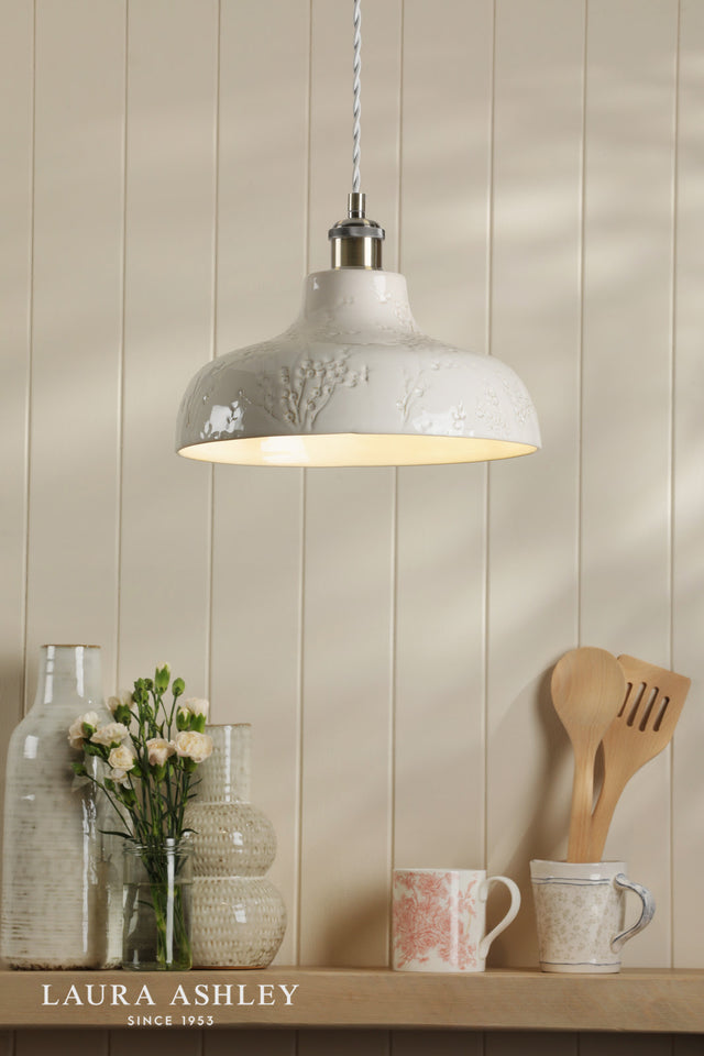 Laura Ashley Pussywillow Pendant White Ceramic