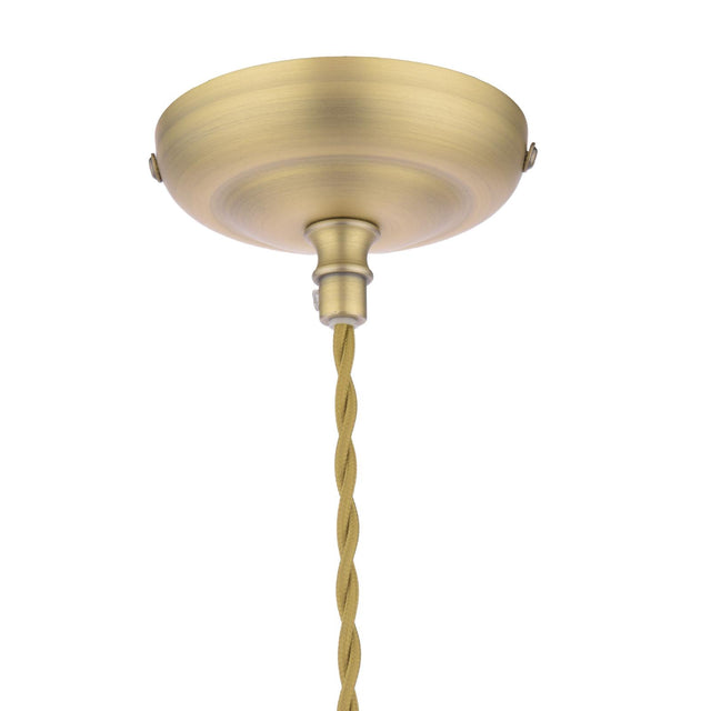 Laura Ashley Billham Pendant Matt Antique Brass and Ribbed Glass