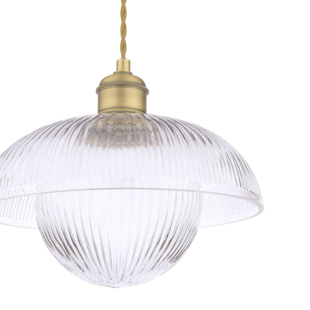 Laura Ashley Billham Pendant Matt Antique Brass and Ribbed Glass