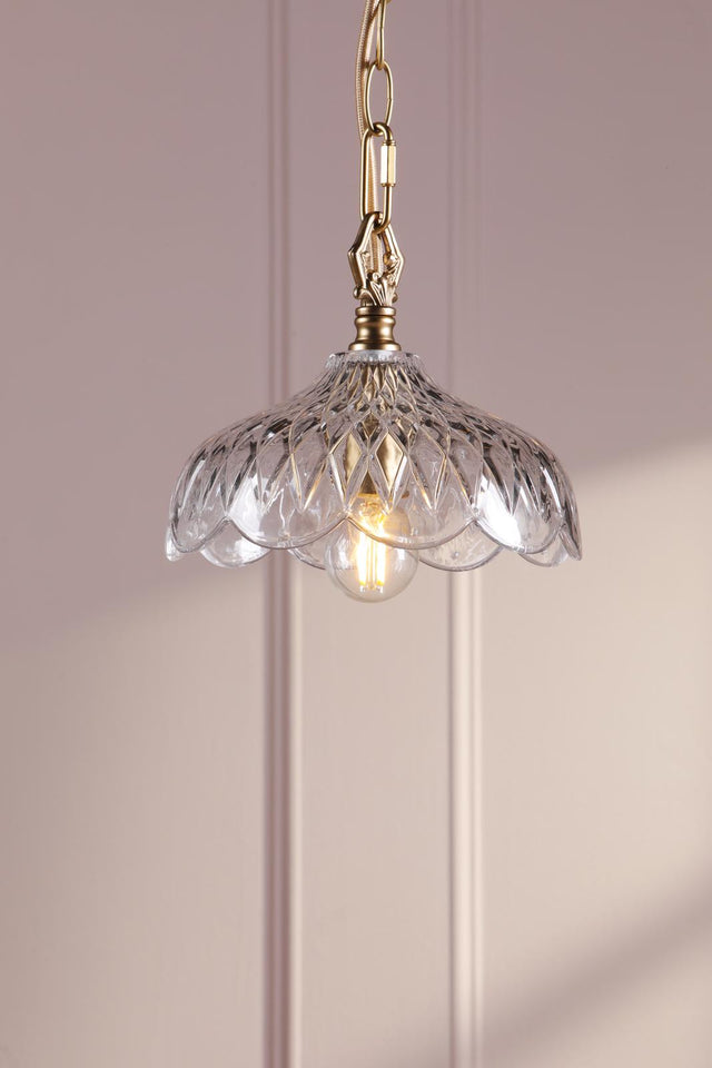 Laura Ashley Eversden Pendant Antique Brass and Crystal