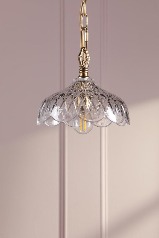 Laura Ashley Eversden Pendant Antique Brass and Crystal