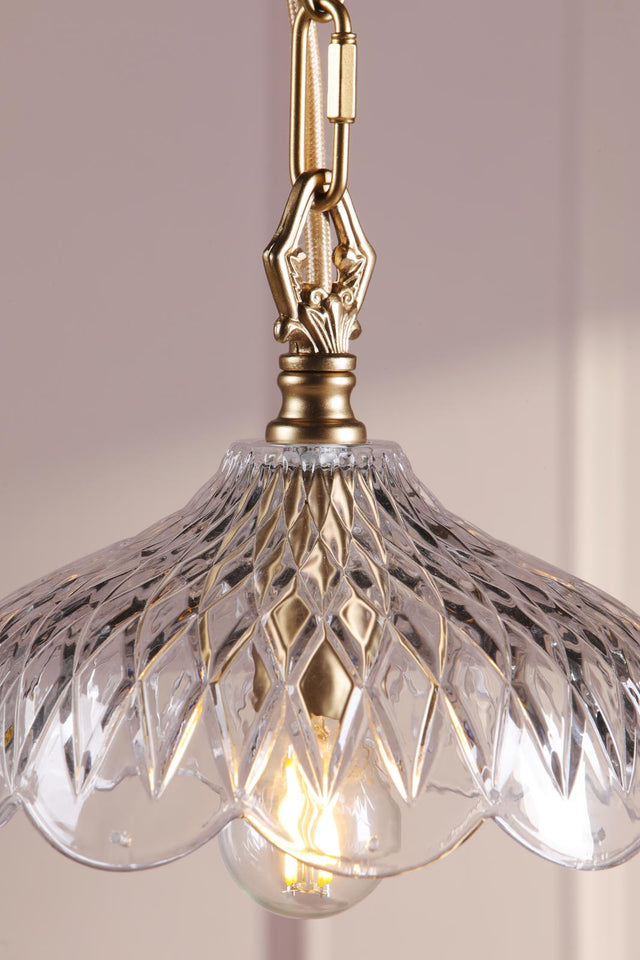 Laura Ashley Eversden Pendant Antique Brass and Crystal