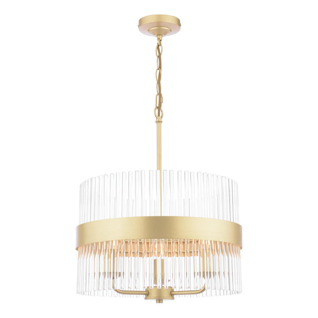 Laura Ashley Alexa 3 Light Pendant Glass and Matt Antique Brass