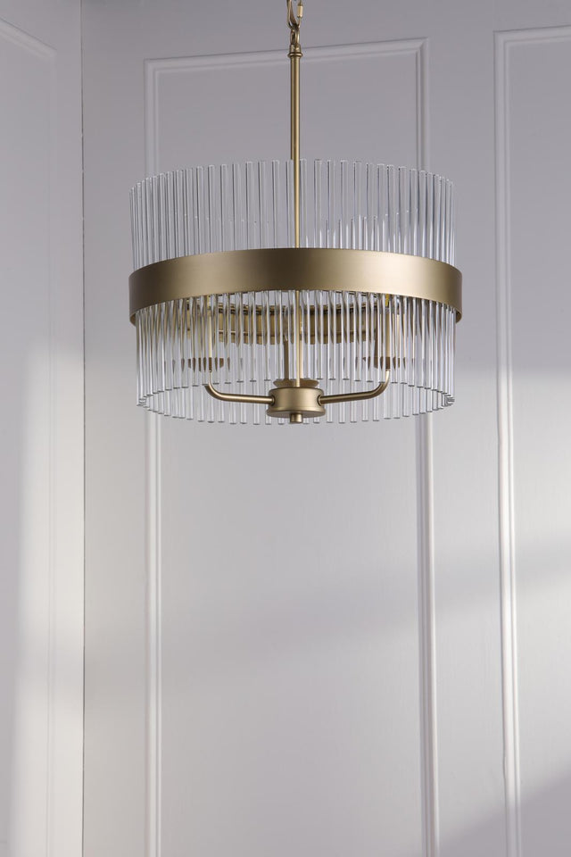 Laura Ashley Alexa 3 Light Pendant Glass and Matt Antique Brass