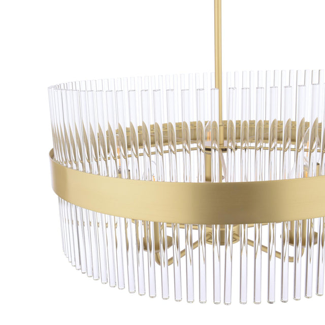 Laura Ashley Alexa 5 Light Pendant Glass and Matt Antique Brass