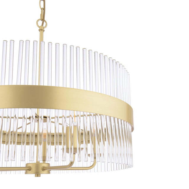 Laura Ashley Alexa 5 Light Pendant Glass and Matt Antique Brass