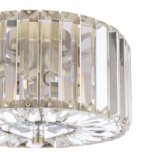 Laura Ashley Fernhurst Small 3 Light Flush Crystal and Antique Brass