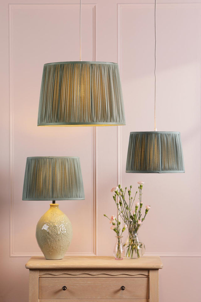 Laura Ashley Hemsley Green 100% Silk Empire Shade 25cm/10 inch