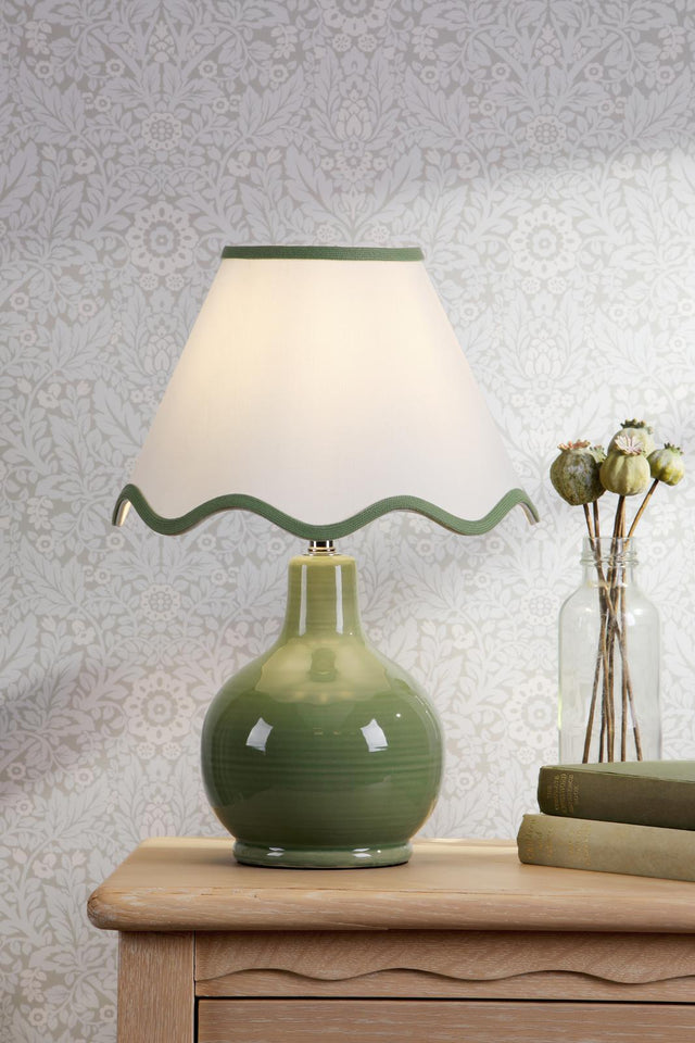 Laura Ashley Bramhope Table Lamp Green Ceramic With Shade