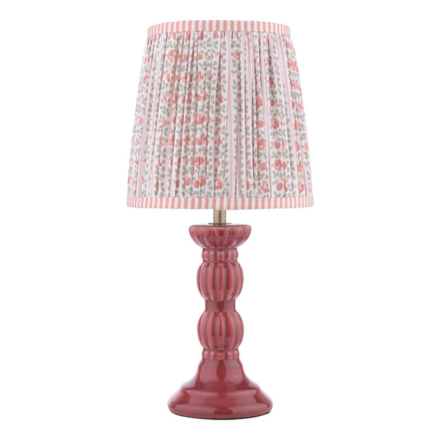 Laura Ashley Kelbrook Table Lamp Red Ceramic and Matt Antique Brass With Shade