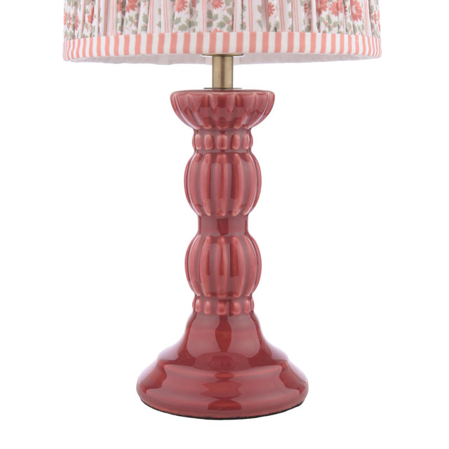 Laura Ashley Kelbrook Table Lamp Red Ceramic and Matt Antique Brass With Shade