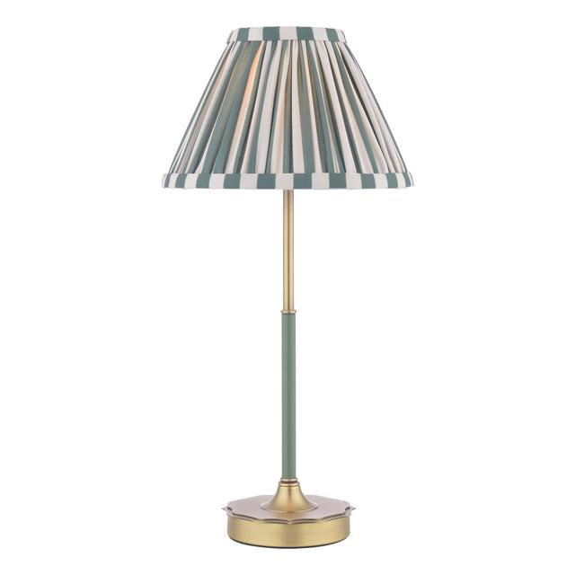 Laura Ashley Denwick Table Lamp Matt Antique Brass and Satin Green With Shade