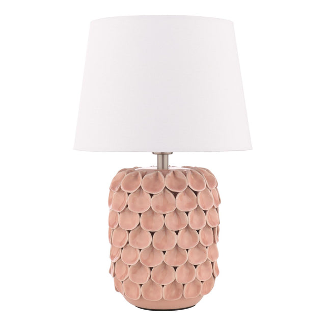 Laura Ashley Marwick Table Lamp Pink Ceramic and Brushed Silver With Shade