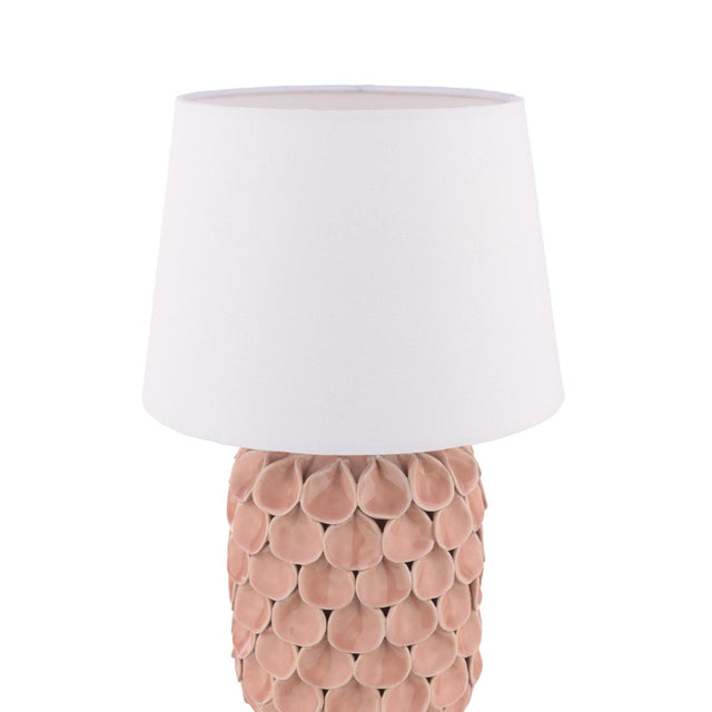 Laura Ashley Marwick Table Lamp Pink Ceramic and Brushed Silver With Shade